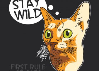 Cat head. Stay wild. Vector T-Shirt Design
