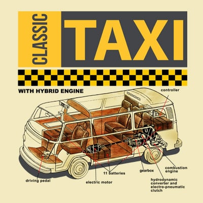 Classic taxi print ready t shirt design