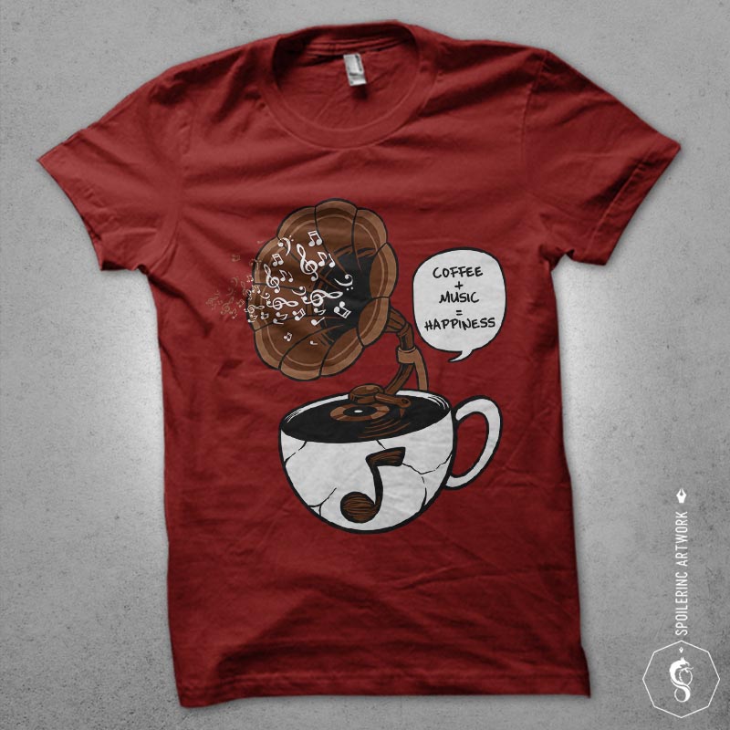 coffee and music Graphic t-shirt design t shirt designs for teespring