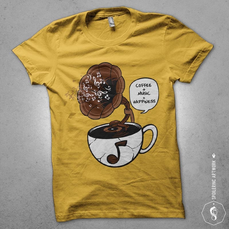 coffee and music Graphic t-shirt design t shirt designs for teespring