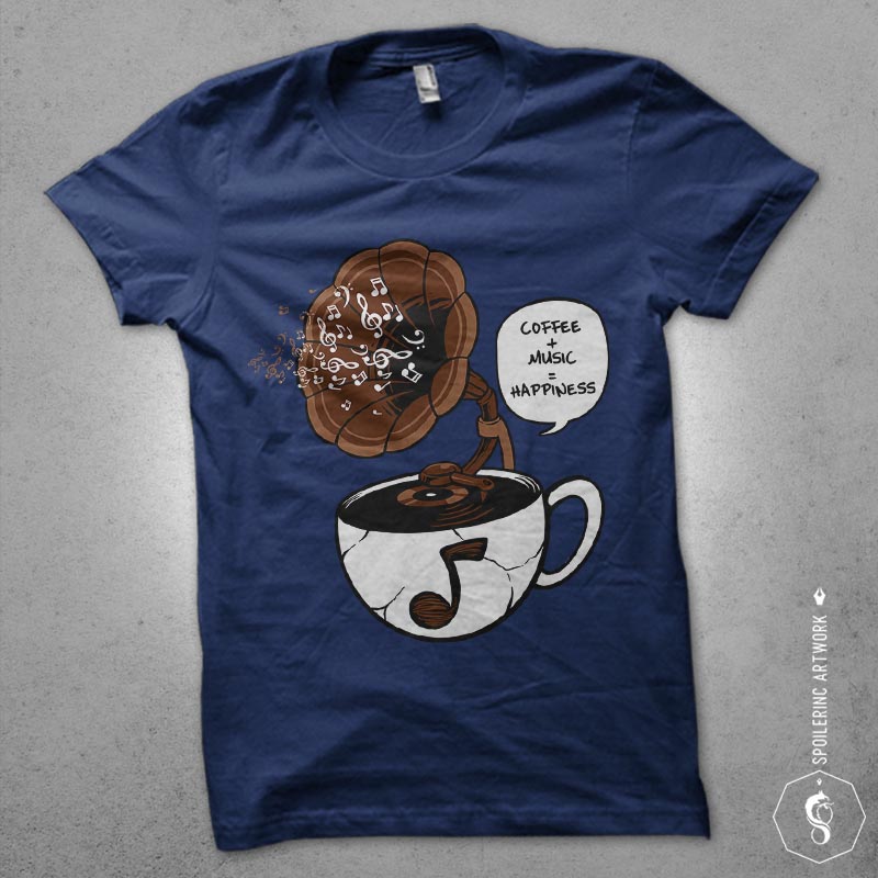 coffee and music Graphic t-shirt design t shirt designs for teespring