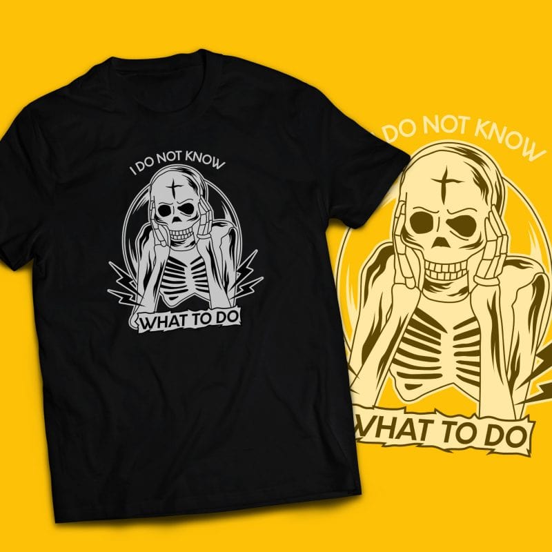 Confused skull Vector t-shirt design buy tshirt design