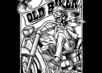 OLD BIKER print ready t shirt design