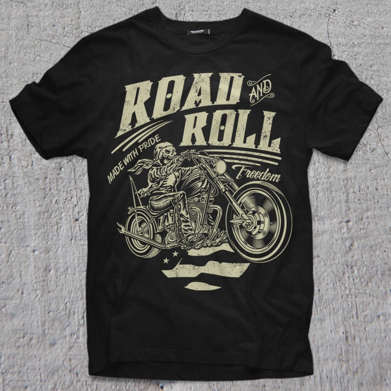 t-shirt vector ROAD AND ROLL vector t-shirt design template