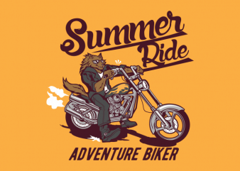 summer ride wolf tshirt design for sale