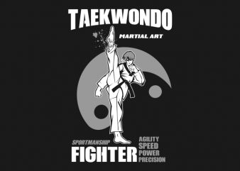 taekwondo high kick tshirt design for sale