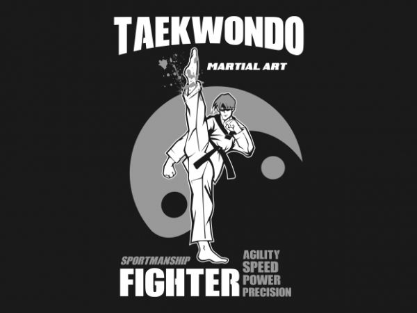 Taekwondo high kick tshirt design for sale