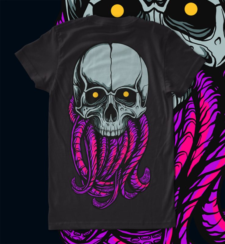 TENTACKEL SKULL T-SHIRT DESIGN tshirt designs for merch by amazon