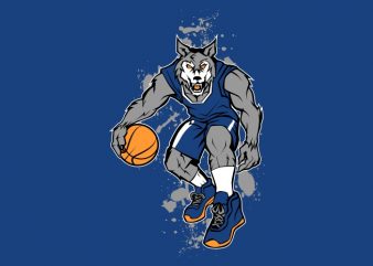 wolf basketball print ready vector t shirt design