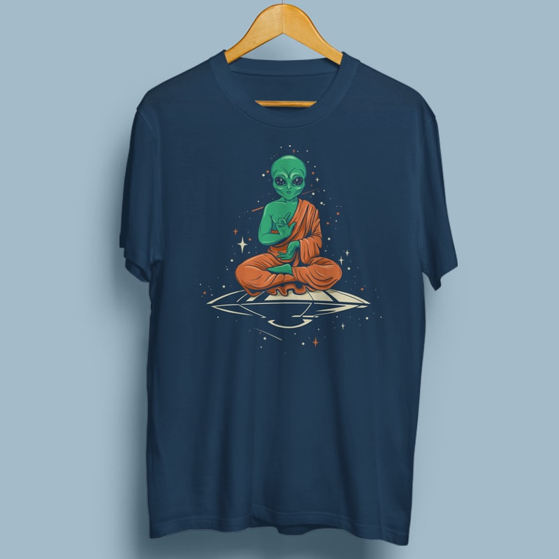 Alien Buddha vector t shirt design