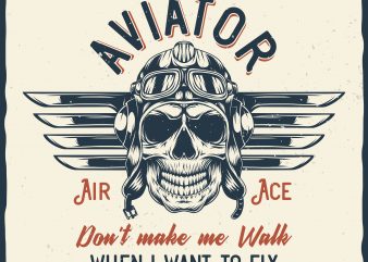 Aviator. Vector T-Shirt Design