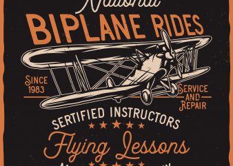 National Biplane Rides. Vector T-Shirt Design