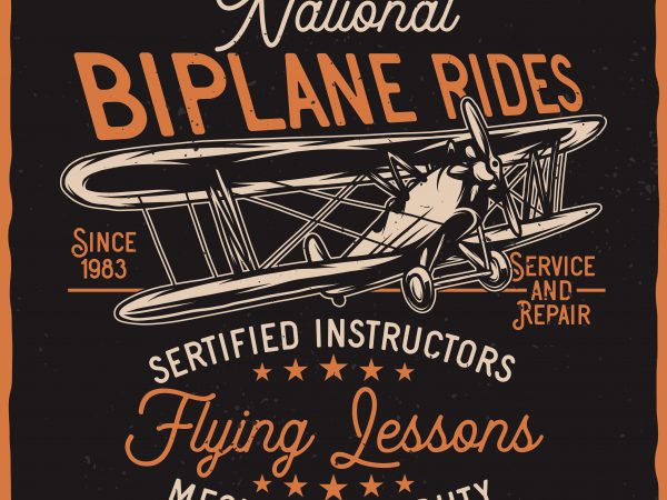 National biplane rides. vector t-shirt design