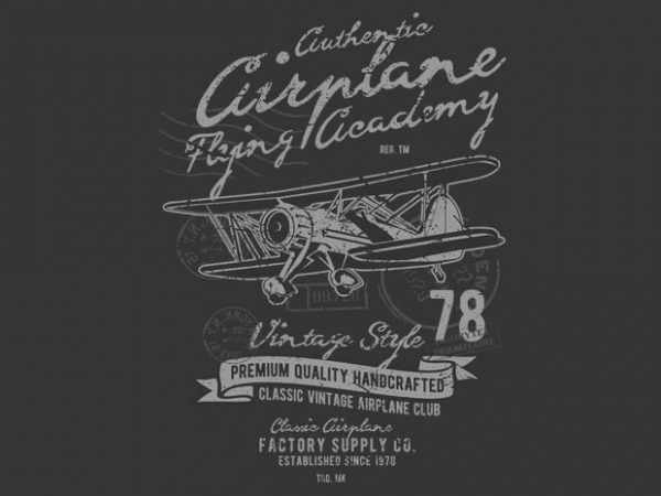 Classic airplane tshirt design vector