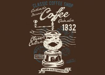 Classic Coffee Grinder design for t shirt