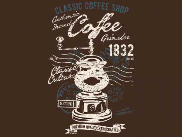 Classic coffee grinder design for t shirt