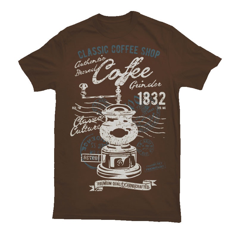 Classic Coffee Grinder tshirt design for merch by amazon