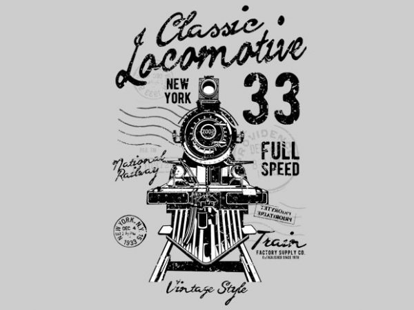Classic locomotive design for t shirt