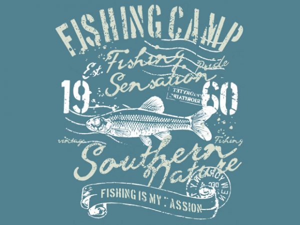 Fishing camp t shirt design png