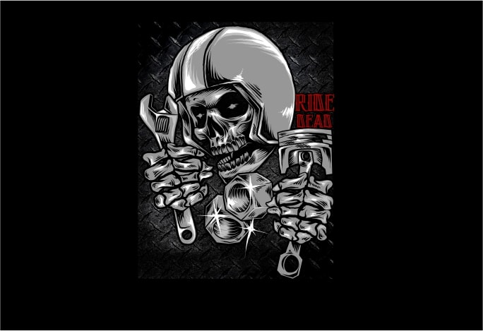 Helmet Skull Racer print ready t shirt design - Buy t-shirt designs