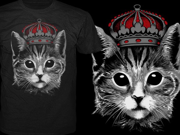 King cat vector t-shirt design for commercial use