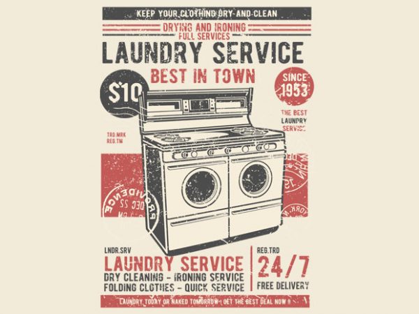 Laundry service print ready shirt design