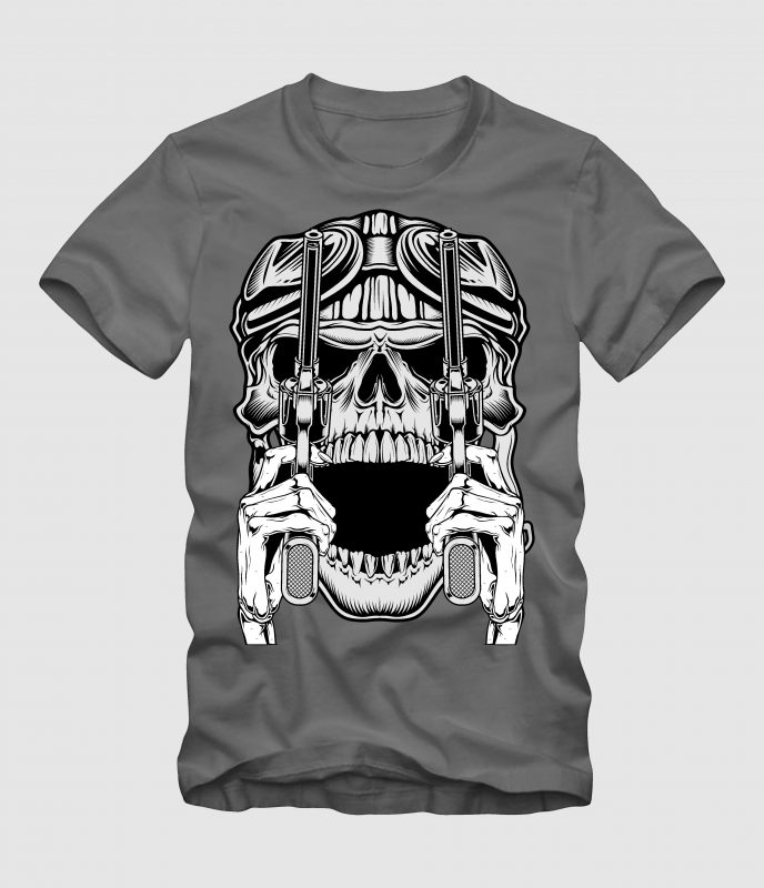 vintage skull t-shirt designs for merch by amazon