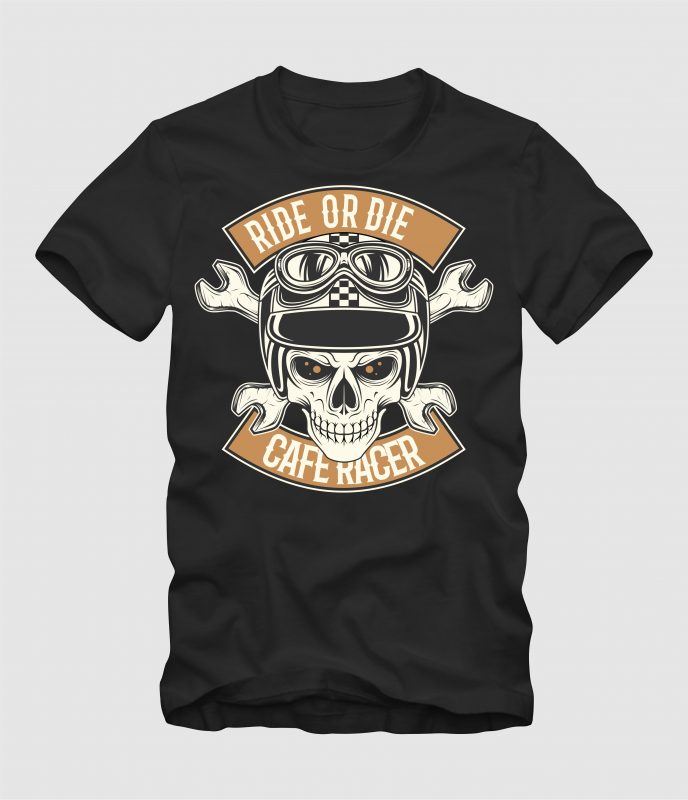 cafe racer ride or die t shirt designs for merch teespring and printful