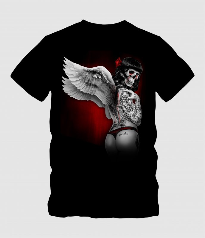 skull angel with wings buy tshirt design