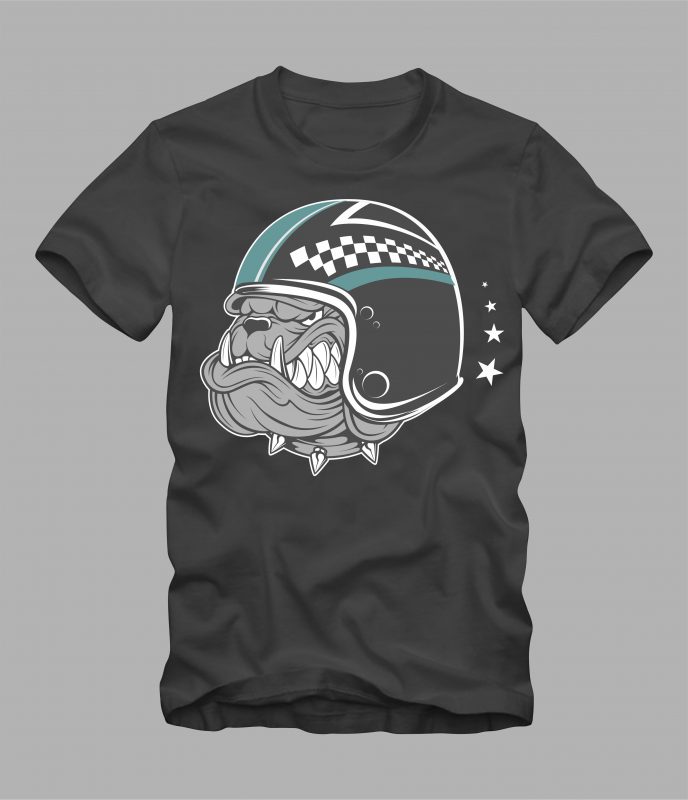 bulldog wearing helmet commercial use t shirt designs