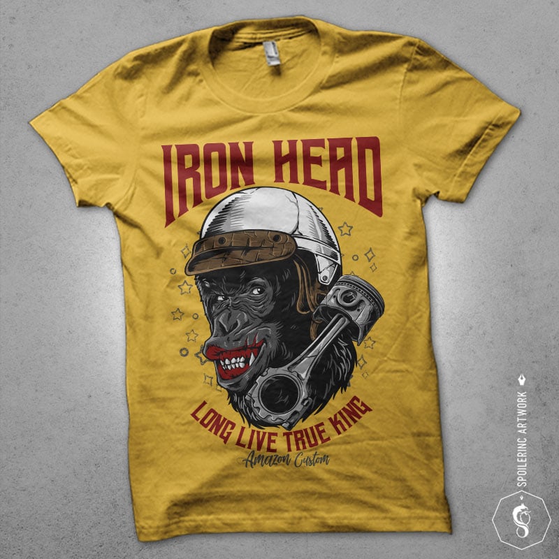 iron head Graphic t-shirt design tshirt designs for merch by amazon