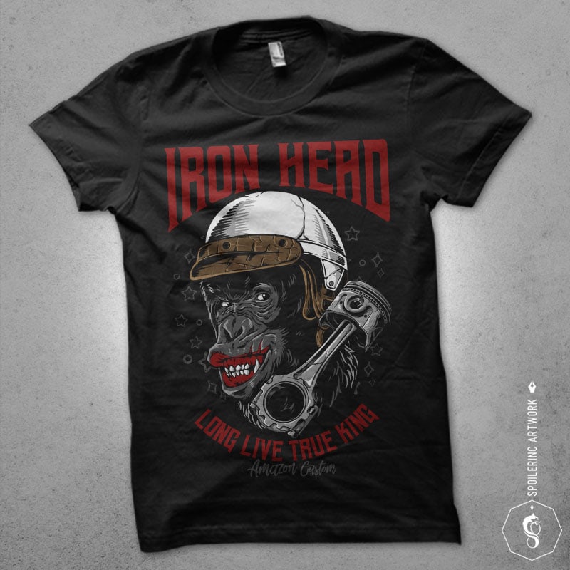 iron head Graphic t-shirt design tshirt designs for merch by amazon