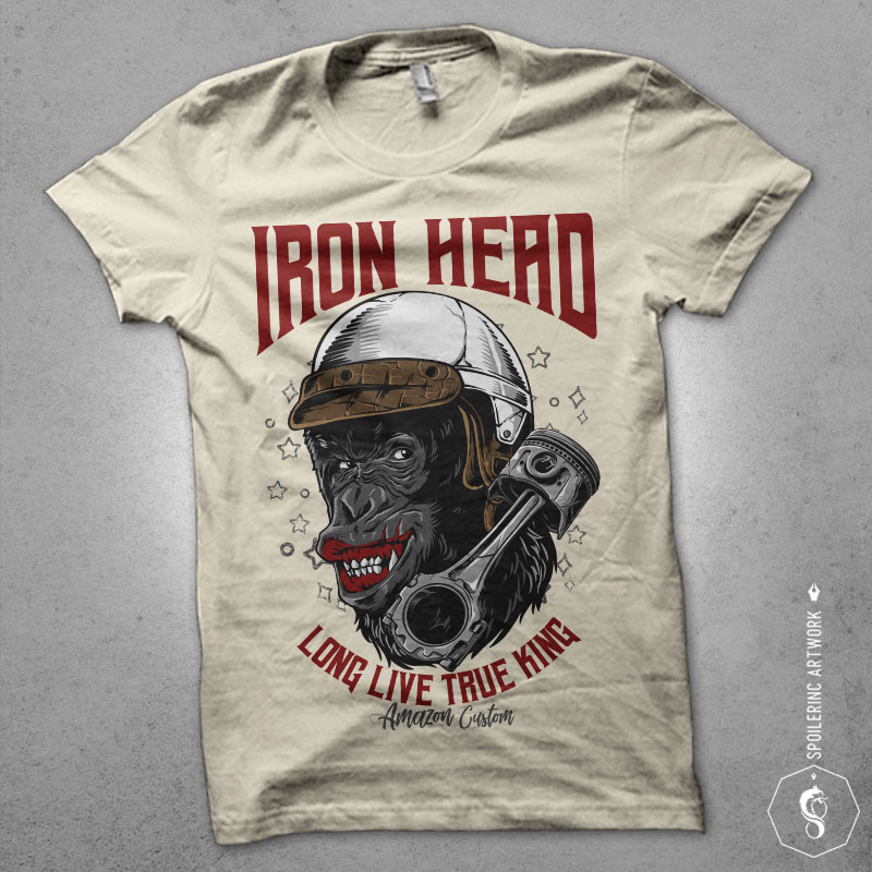 iron head Graphic t-shirt design tshirt designs for merch by amazon