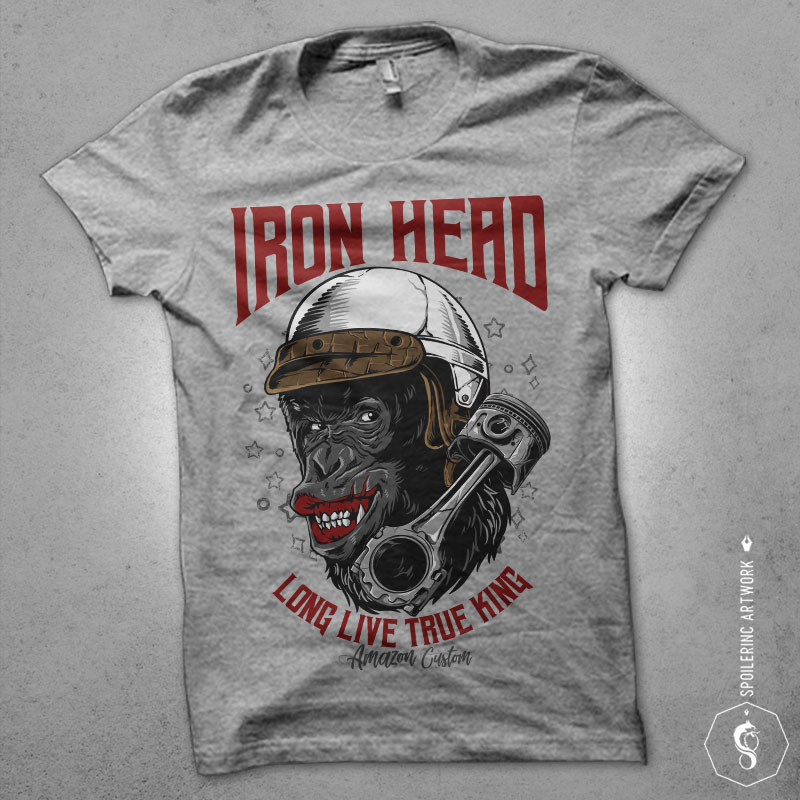 iron head Graphic t-shirt design tshirt designs for merch by amazon