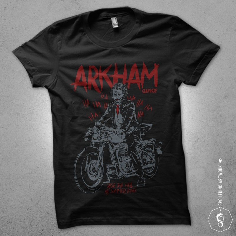 arkham garage Graphic t-shirt design tshirt designs for merch by amazon
