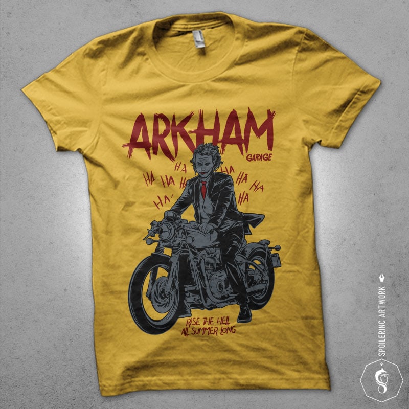 arkham garage Graphic t-shirt design tshirt designs for merch by amazon