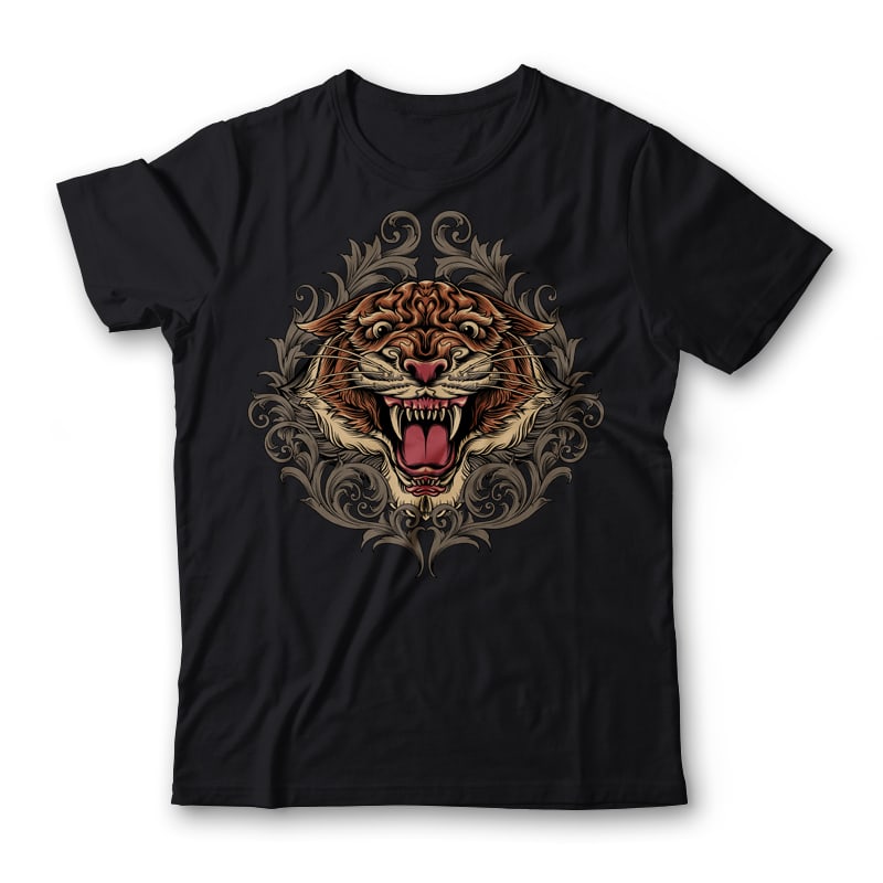 Tiger Ornamental t shirt designs for printify