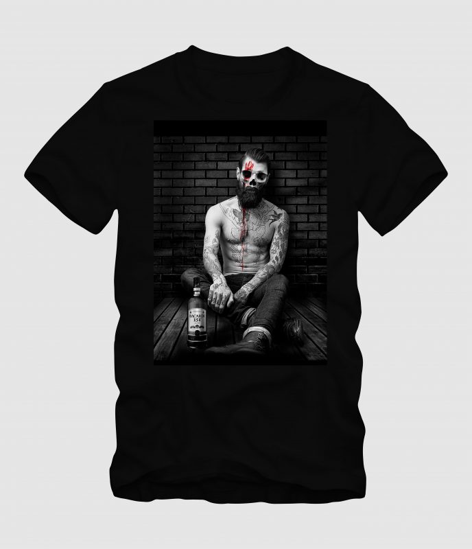 Men Skull with Tatoo buy tshirt design