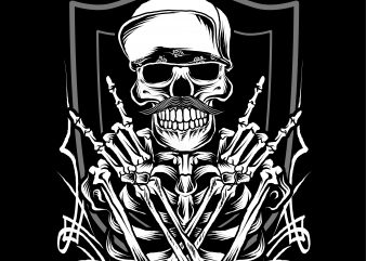 Metal Skull with Hat buy t shirt design for commercial use