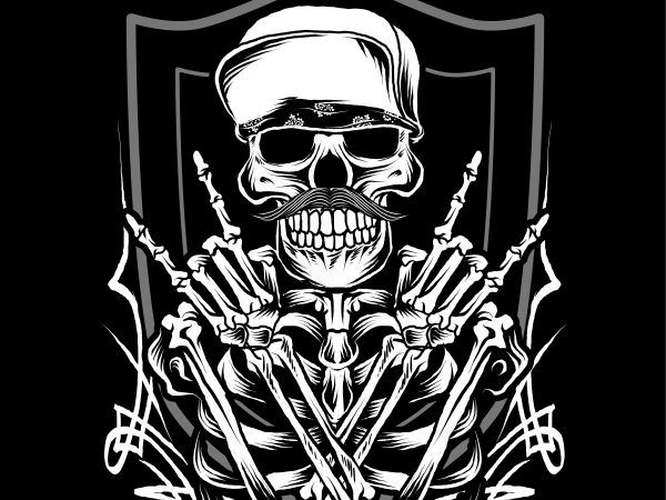 Metal skull with hat buy t shirt design for commercial use