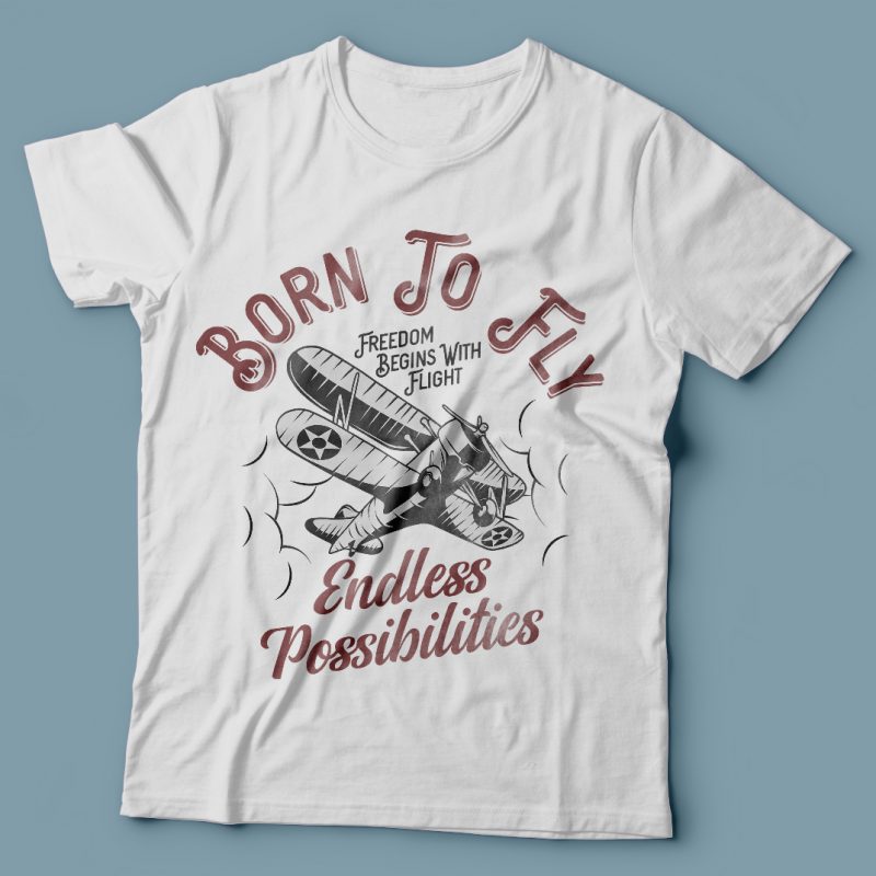 Born to fly. Vector T-Shirt Design tshirt designs for merch by amazon