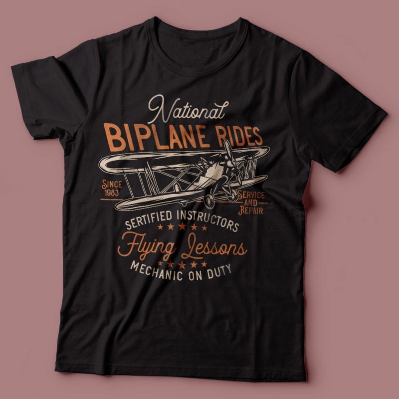 National Biplane Rides. Vector T-Shirt Design tshirt designs for merch by amazon