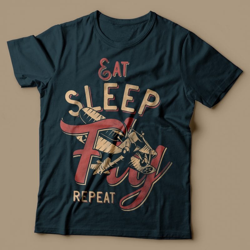 Eeat. Sleep. Fly. Repeat. Vector T-Shirt Design tshirt designs for merch by amazon