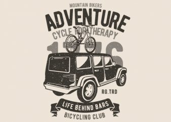 Mountain Bikers Adventure vector t-shirt design template