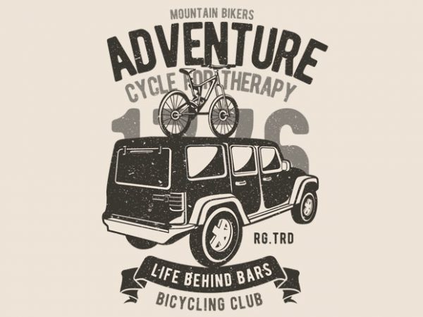 Mountain bikers adventure vector t-shirt design template