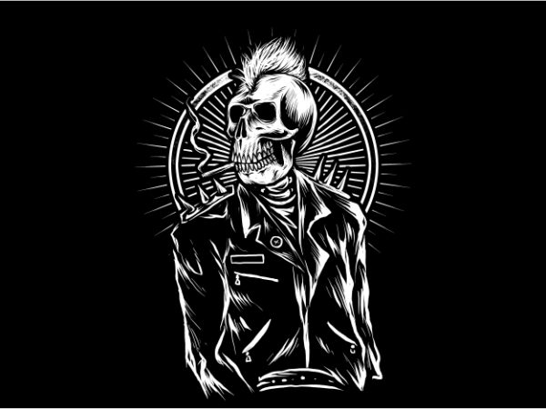 Punk skull t shirt design for download