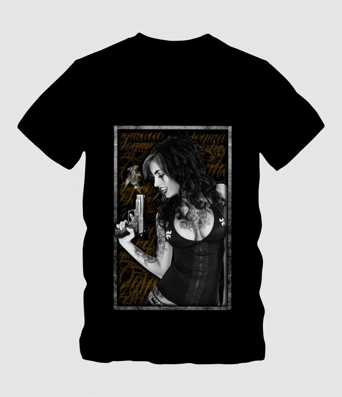 Sexy Ladies Handling Gun t shirt design graphic