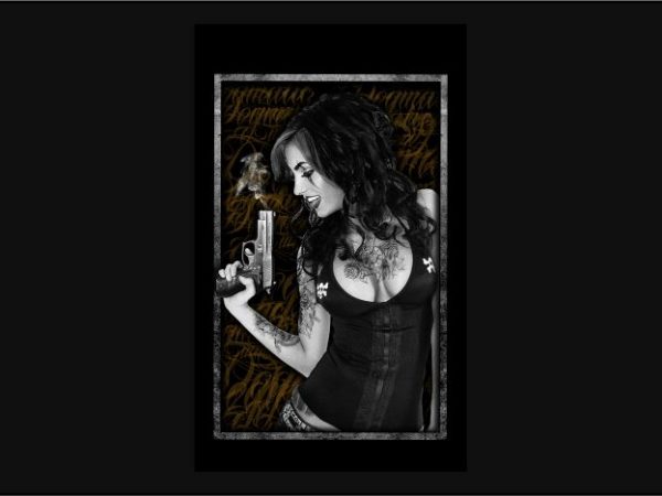 Sexy ladies handling gun t-shirt design png Sexy ladies handling gun t-shirt design png