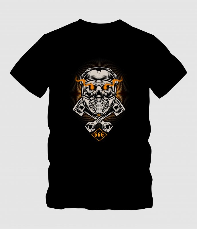 Skull Moto Cross t shirt designs for printify
