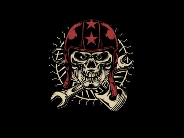 Skull with red helmet t shirt design for purchase